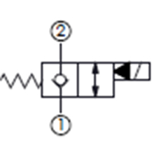 單止回,口2封閉,通電時(shí)雙向流動(dòng)常閉型提動(dòng)軸型電磁方向閥